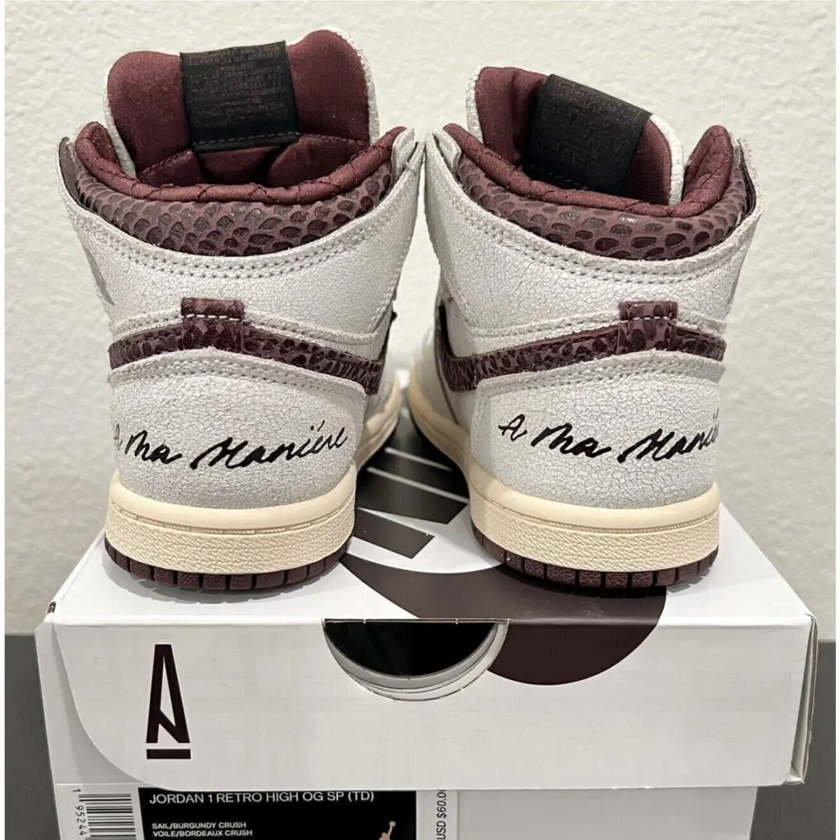 Nike shoes - Jordan 1 Retro High OG SP (TD) X A Ma Maniere - DO7097-100 - Sail / Burgundy Crush 4