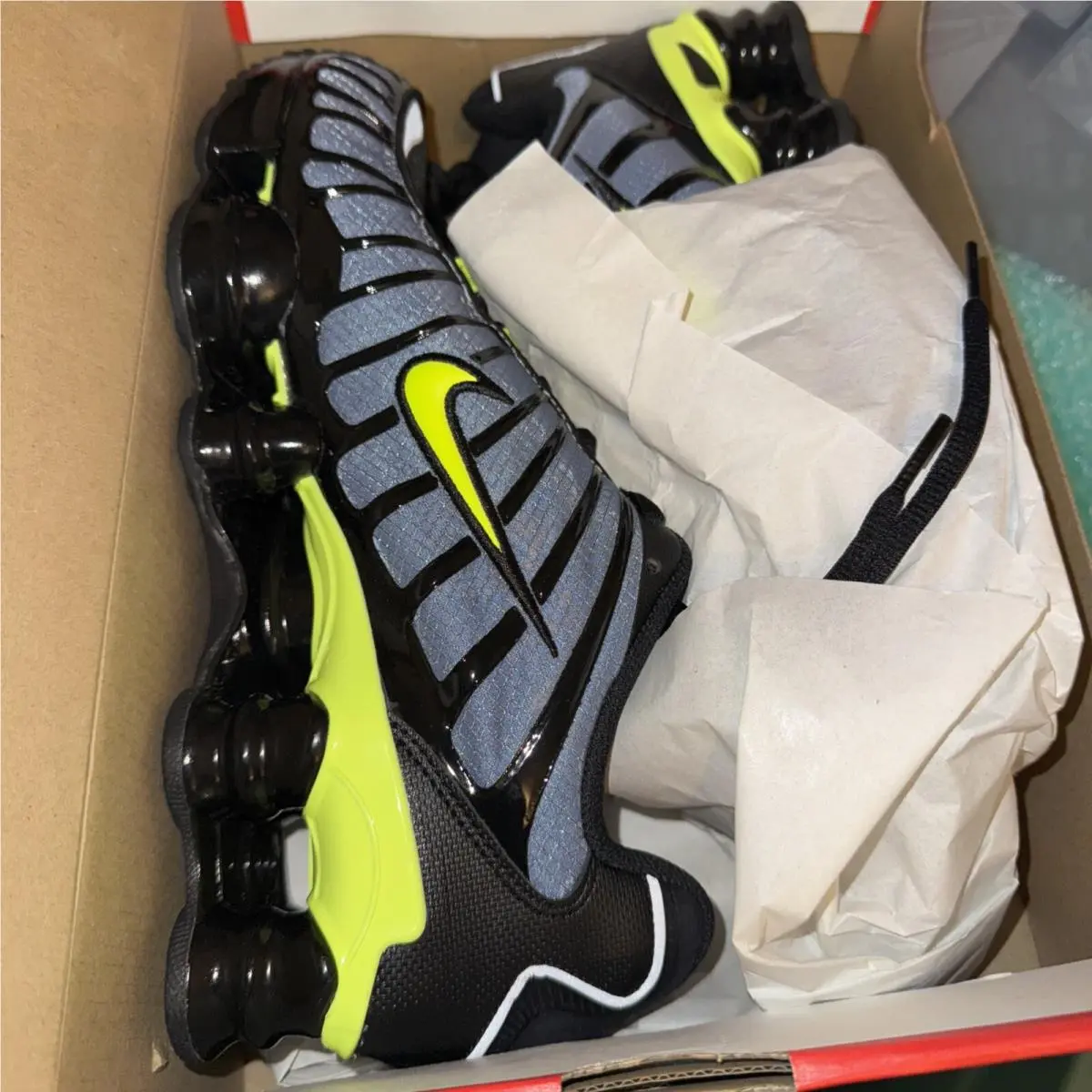 Nike Shox TL Shoes Black Volt Thunderstorm CI7692-400 Men`s Size 9