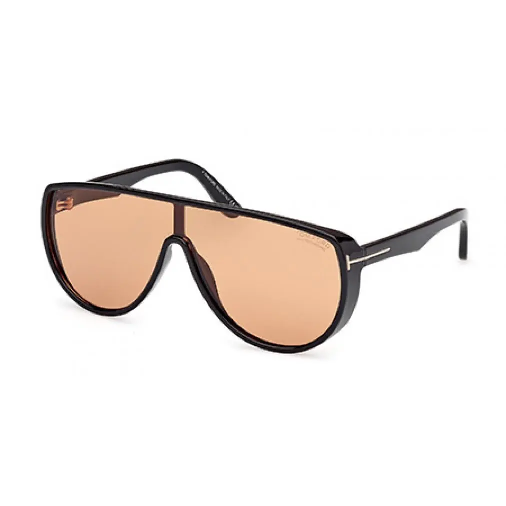 Tom Ford FT1182 05E Sunglasses Shiny Black/photochromic Orange Shield Style