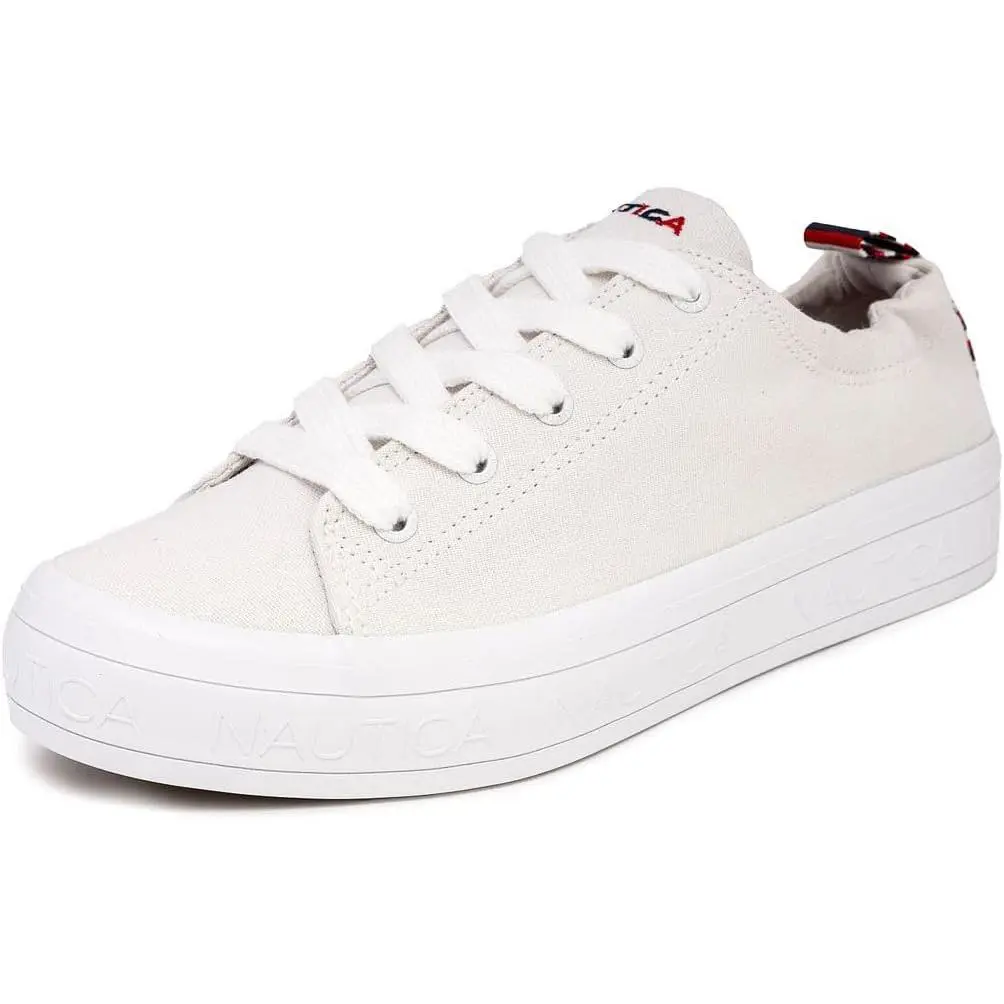 Women s Lace-up Fashion Sneakers Low-top Casual Walking Asaria-white by Nautica