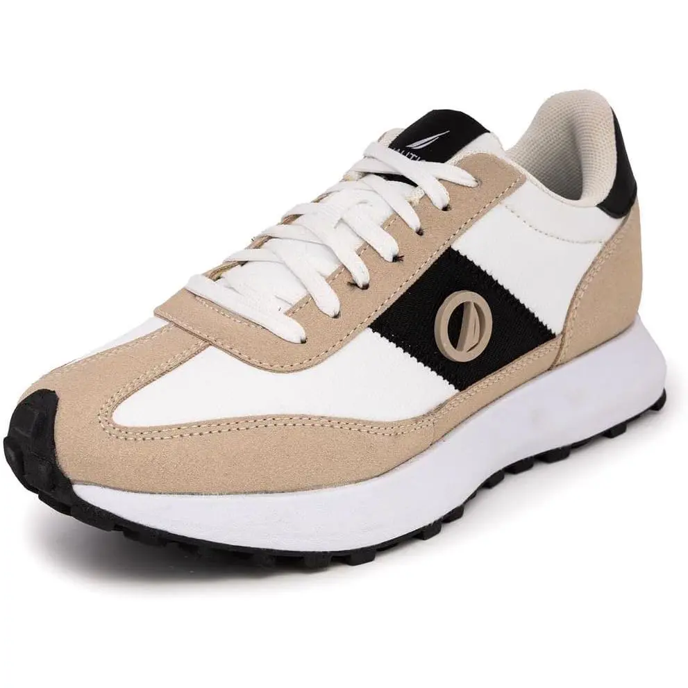 Women s Lace-up Fashion Sneakers Low-top Casual Walking Sand Black White-phlo by Nautica