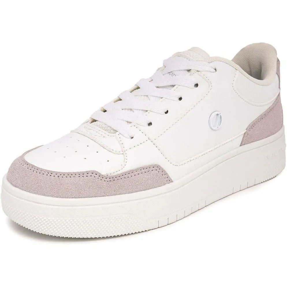 Women s Lace-up Fashion Sneakers Low-top Casual Walking White Bone-nadeza by Nautica