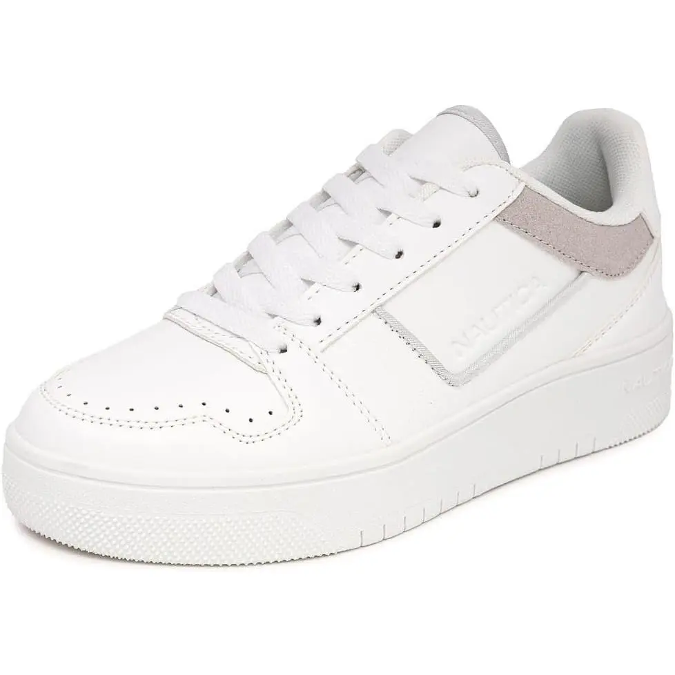 Women s Lace-up Fashion Sneakers Low-top Casual Walking White-larissa by Nautica