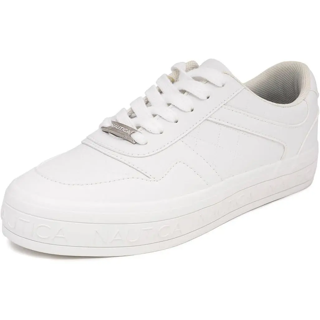 Women s Lace-up Fashion Sneakers Low-top Casual Walking White-merle by Nautica