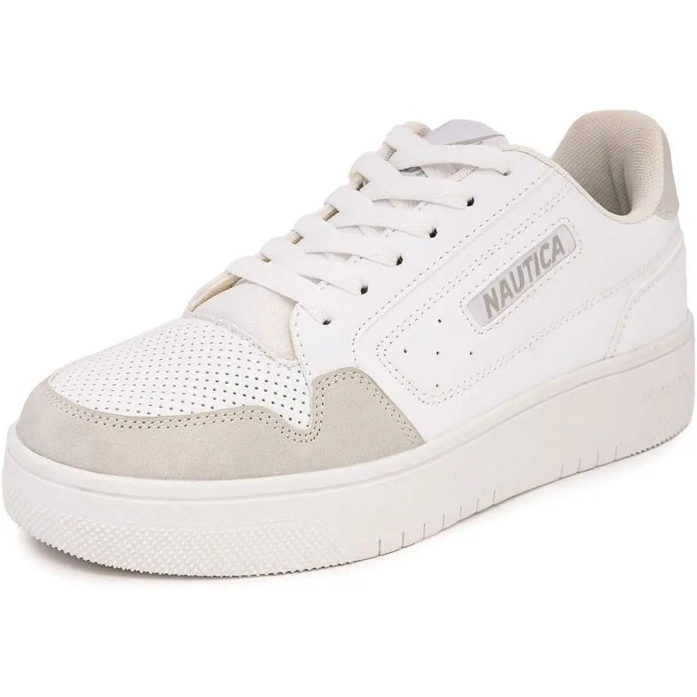 Women s Lace-up Fashion Sneakers Low-top Casual Walking White Sand-milagros by Nautica