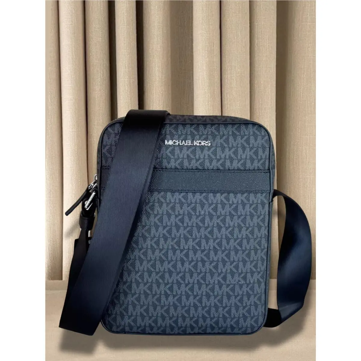 Cooper Men Signature Logo Shoulder Crossbody Flight Bag Variation BLACK by Michael Kors
