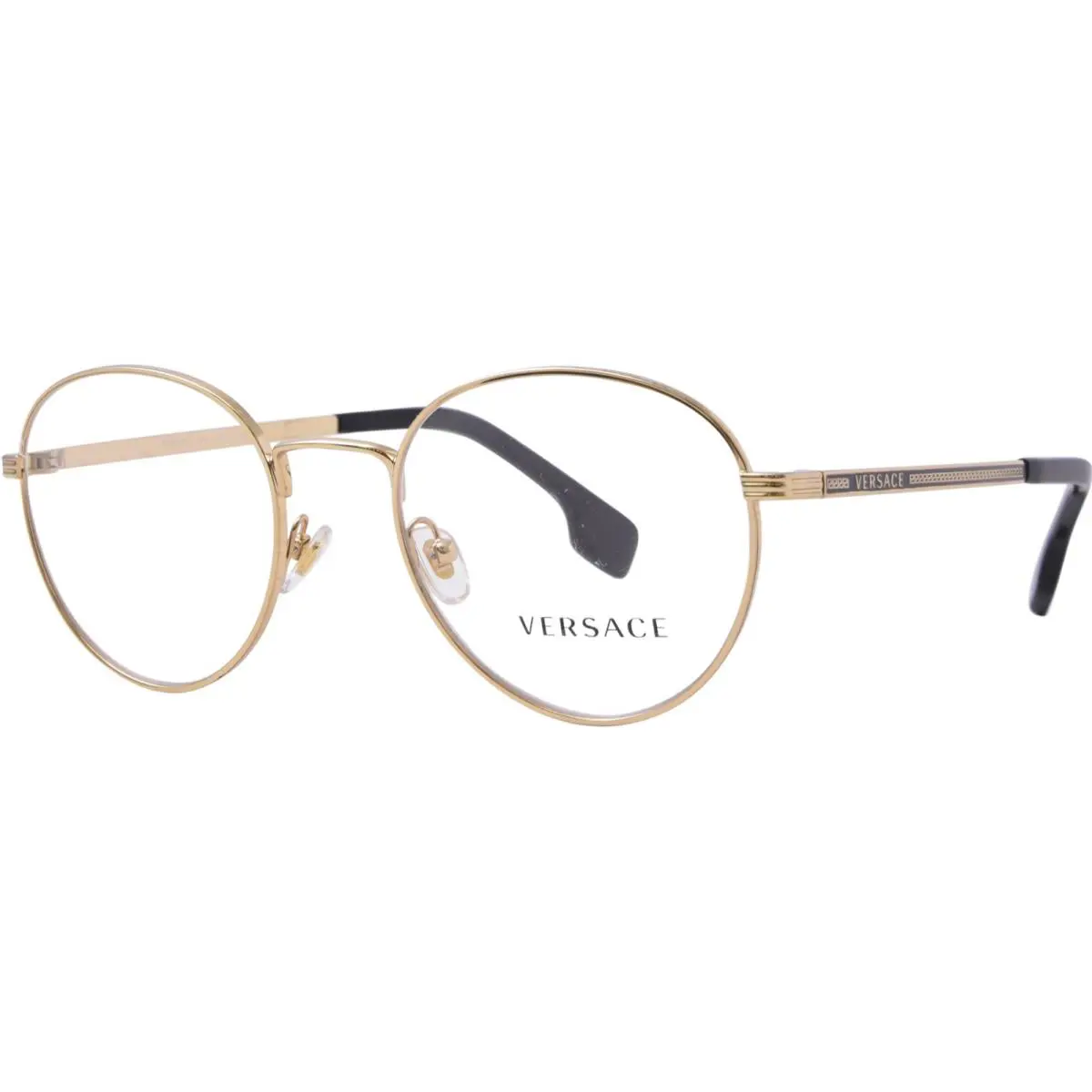 Versace VE1279 1002 Eyeglasses Men`s Gold Full Rim Round Shape 51mm
