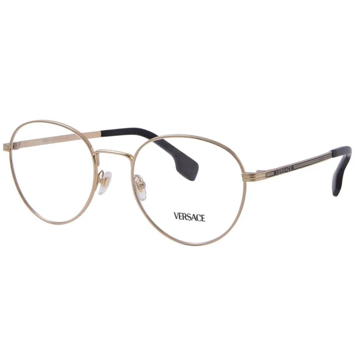 Versace VE1279 1002 Eyeglasses Frame Men`s Gold Full Rim Round Shape 53mm