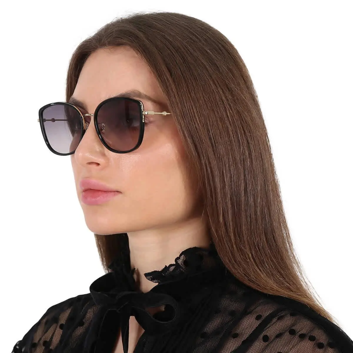 Grey Gradient Cat Eye Ladies Sunglasses GG0606SK 001 56 GG0606SK 001 56 by Gucci