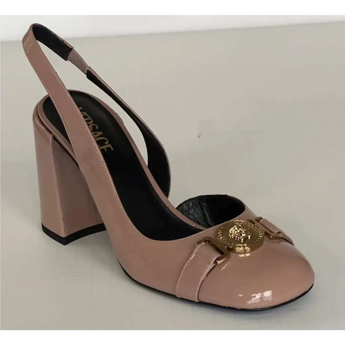 Versace Medusa Head Sling Back Patent Leather Shoes 8 US 1014618
