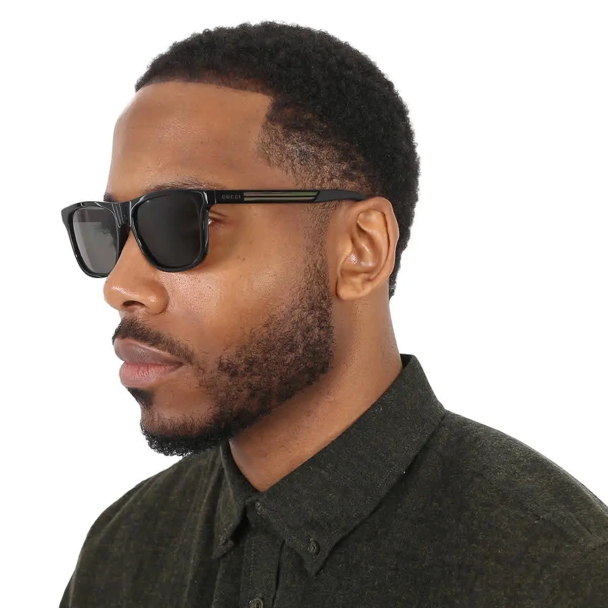 Gucci Polarized Grey Rectangular Men`s Sunglasses GG0687S 002 57 GG0687S 002 57