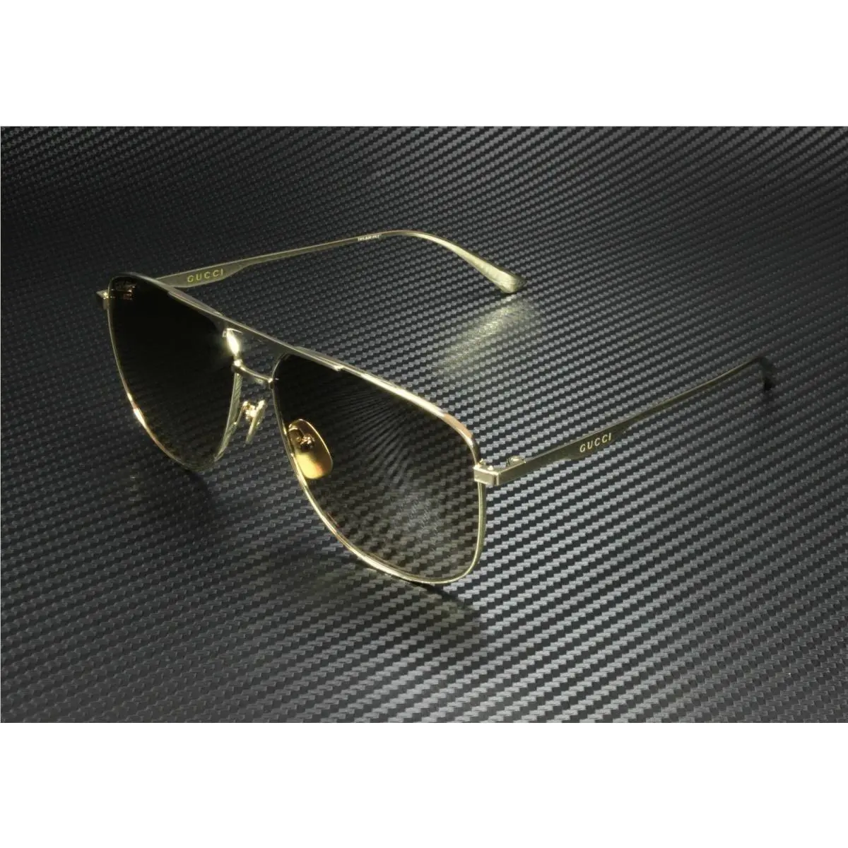 Gucci GG0336S 001 Gold Brown Men`s Rectangle Sunglasses 60 mm