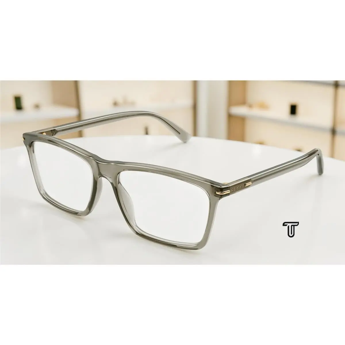 GG1445O 008 Brown Brn Demo Lens 59 mm Rectangular Squared Men`s Eyeglasses by Gucci