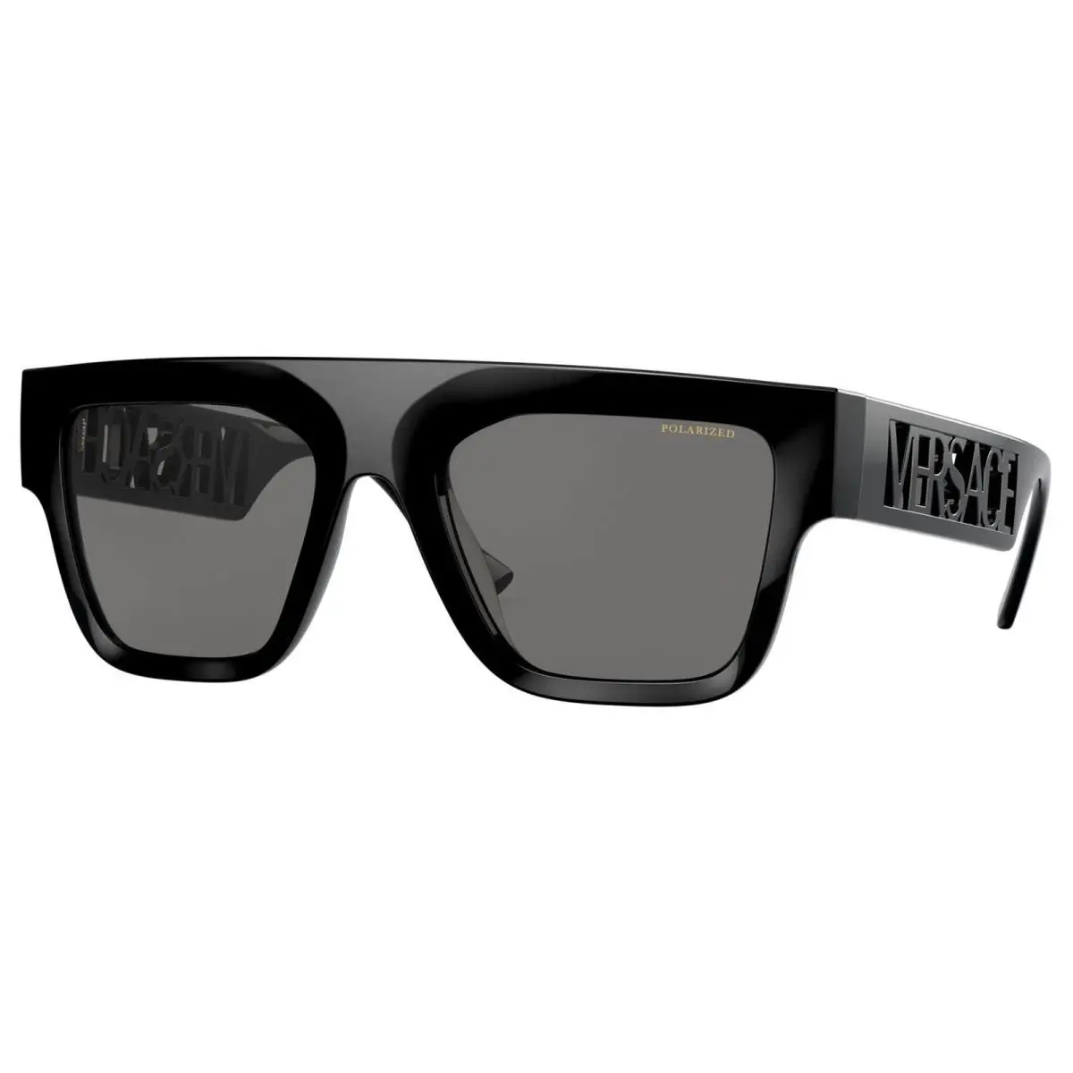 Versace VE 4430U GB1/81 53mm Black Rectangle Sunglasses Grey Polarized Lens