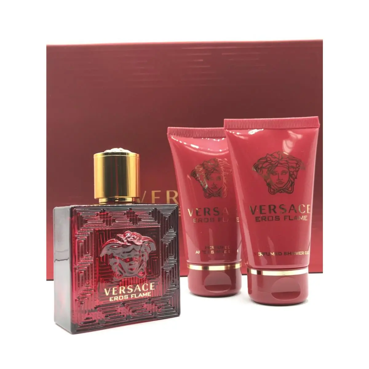 Versace Eros Flame Men 3pc Set Men Parfum Spray 1.7 oz Shower Gel After Shave