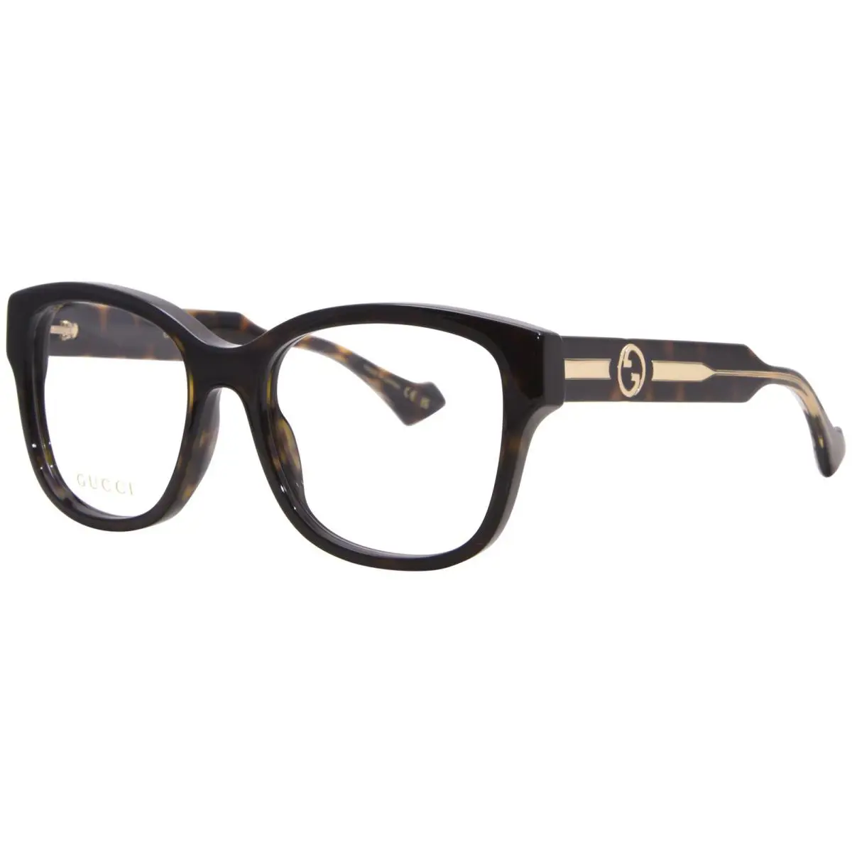 Gucci GG1775O 001 Eyeglasses Women`s Black/gold Full Rim Square Shape 54mm