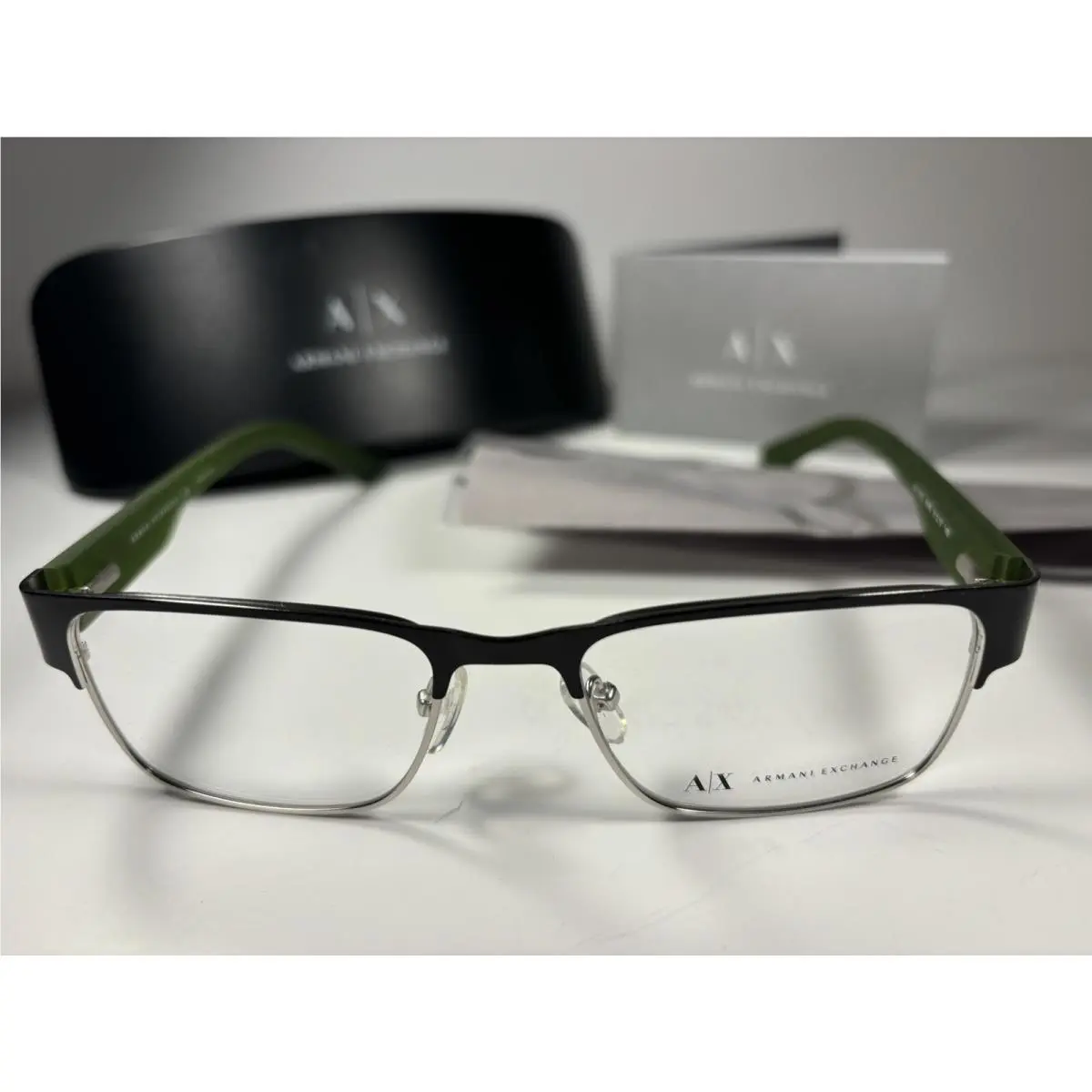 Armani Exchange 1012 Eyeglasses 6045 Black Green Silver Frames 51/17/140