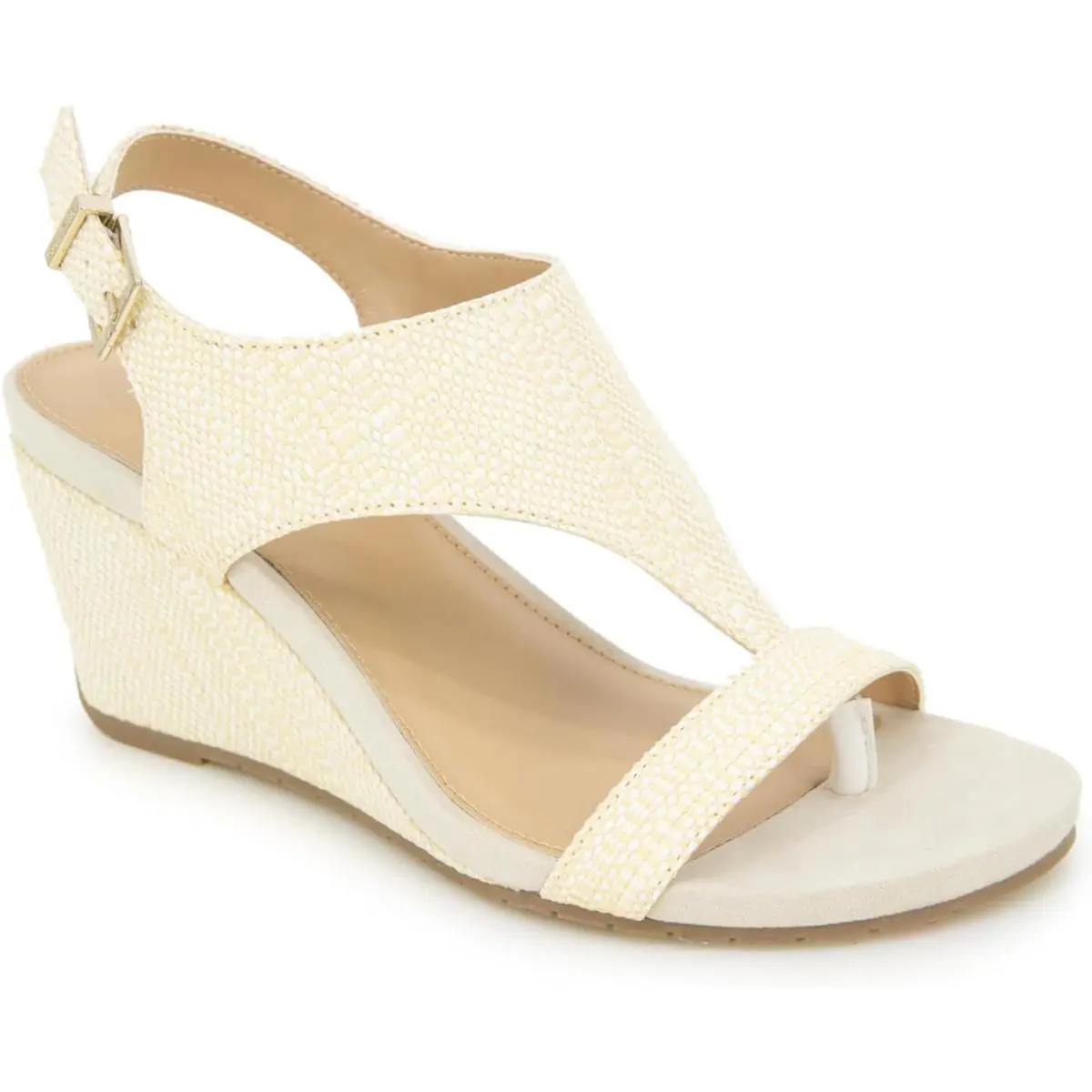 Kenneth Cole Reaction Women`s Greatly Thong Wedge Sandal Natural Weave