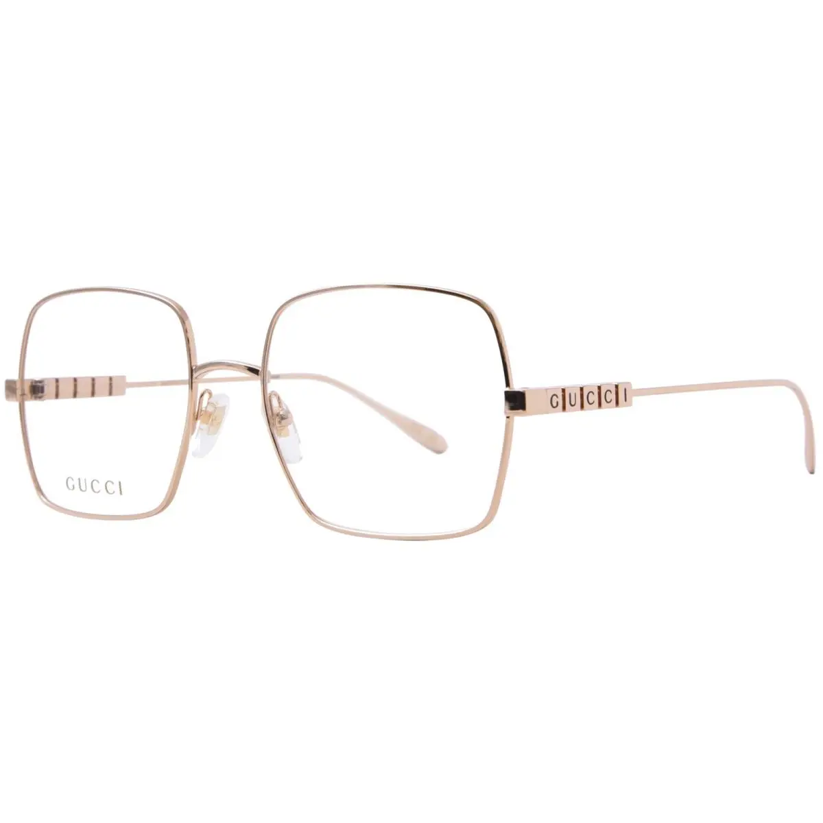 Gucci GG1434O 002 Eyeglasses Frame Women`s Rose Gold Full Rim Square Shape 55-mm