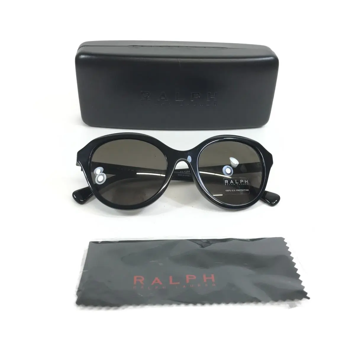 Ralph Lauren Sunglasses RA5286U 5001/3 Shiny Black Round Frames w/ Brown Lenses