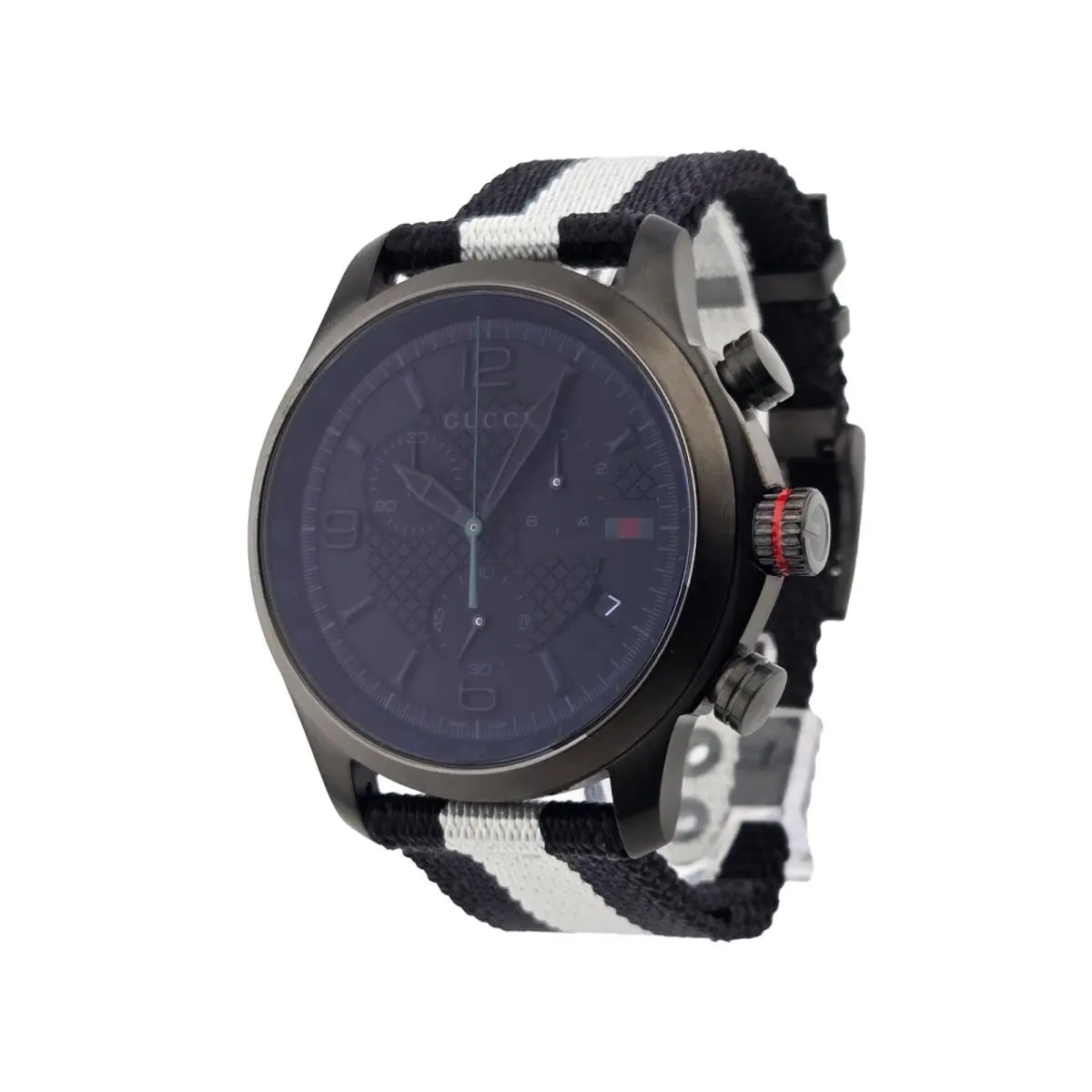 Gucci Men`s G-timeless Chronograph Black Dial Watch - YA126244A - Dial: Black, Band: Black, Multicolor, White, Bezel: Black