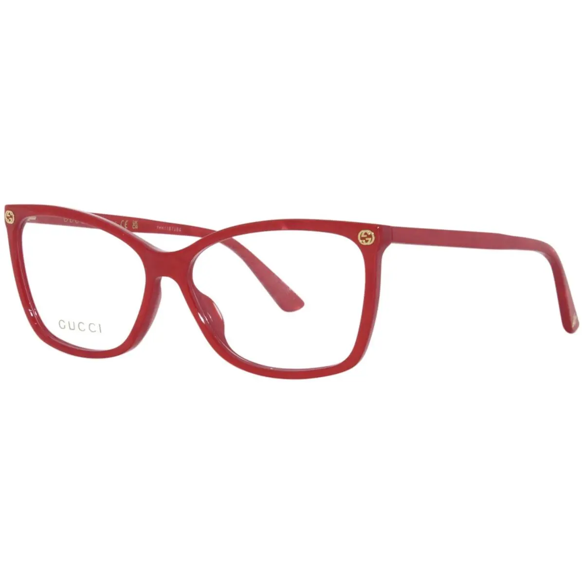 Gucci GG0025O 004 Eyeglasses Frame Women`s Red Full Rim Rectangle Shape 56-mm