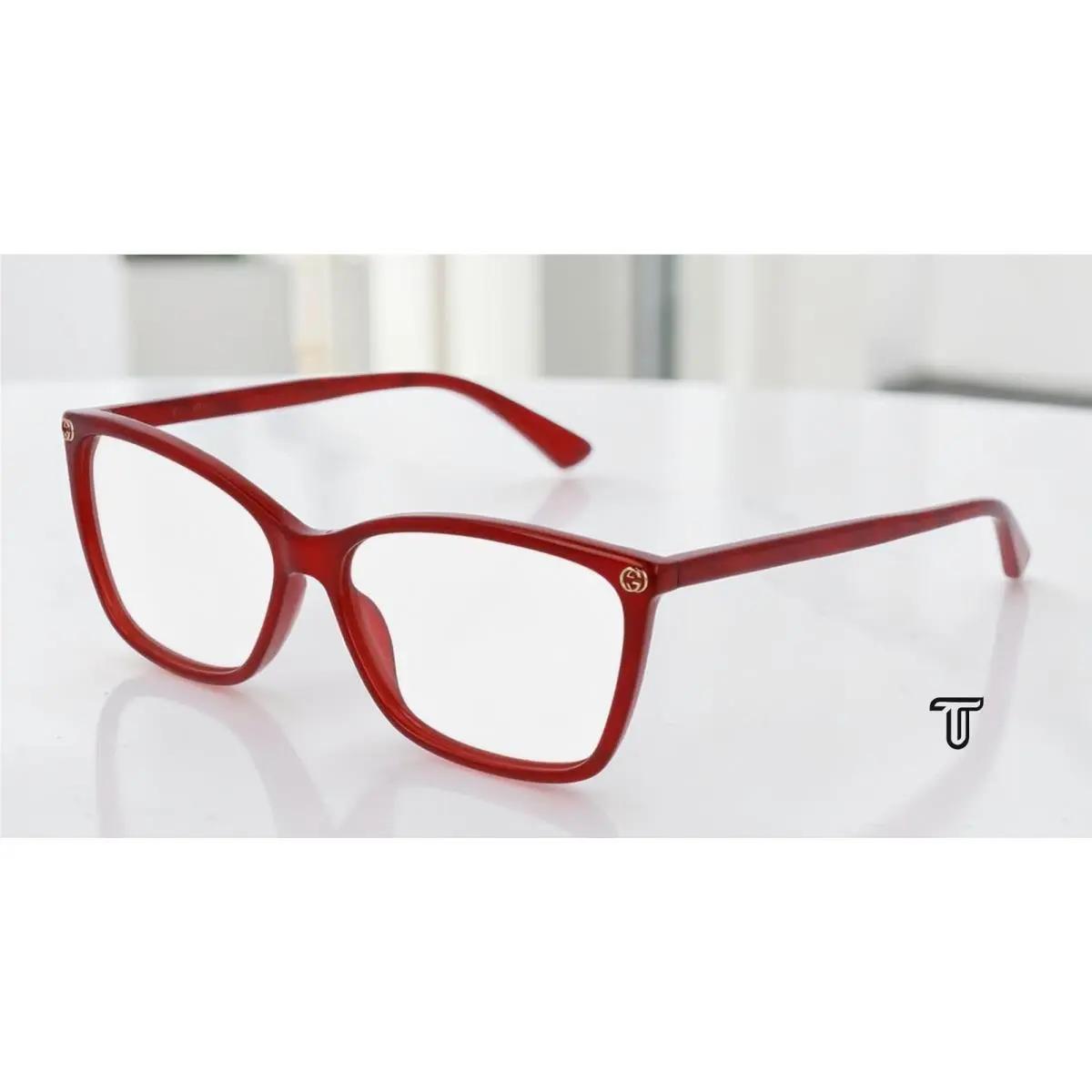 Gucci GG0025O 004 Round Oval Red Demo Lens 56 mm Women`s Eyeglasses
