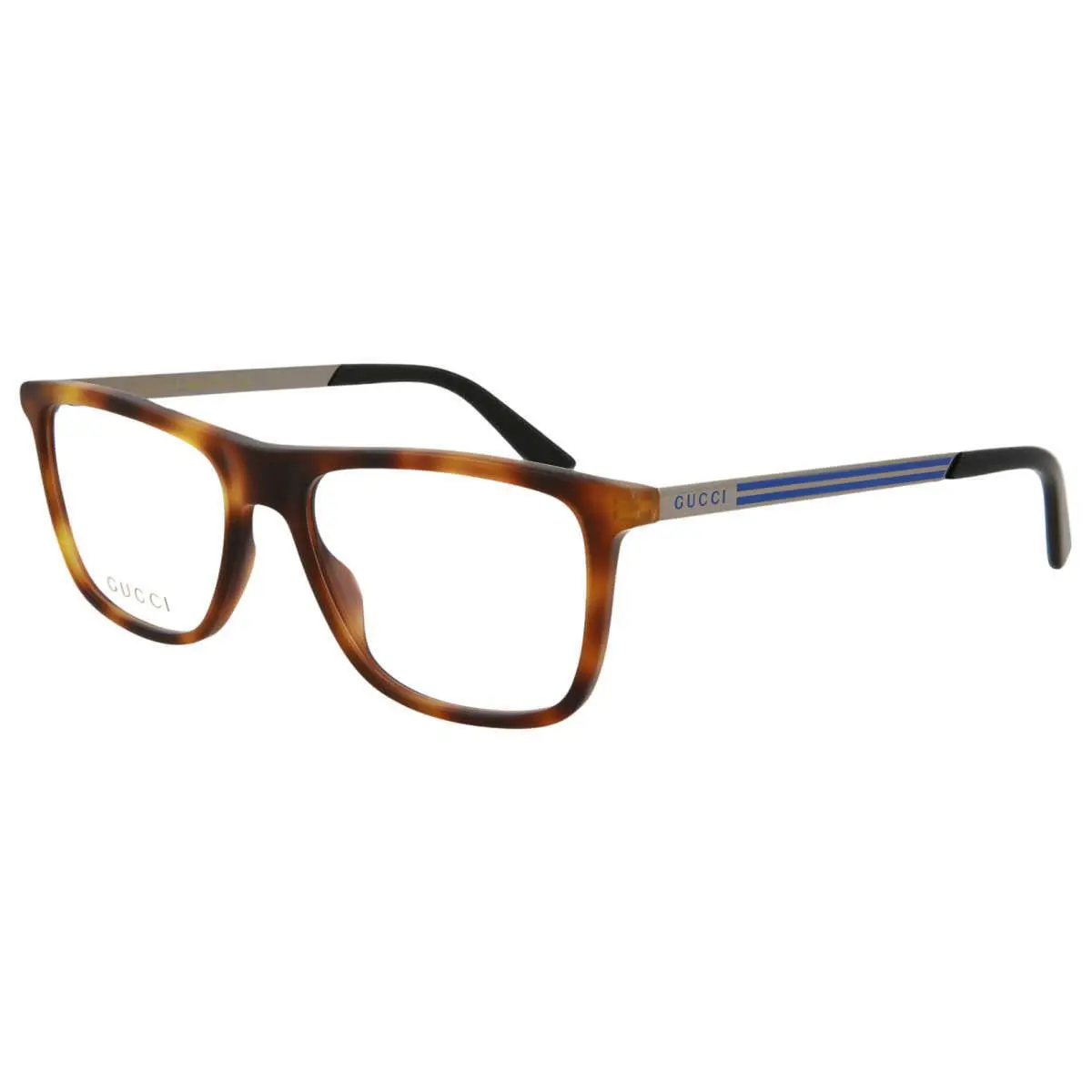 Gucci Men`s Square 54mm Eyeglasses Frames Havana Ruthenium GG0691O-003 - Frame: Havana Ruthenium