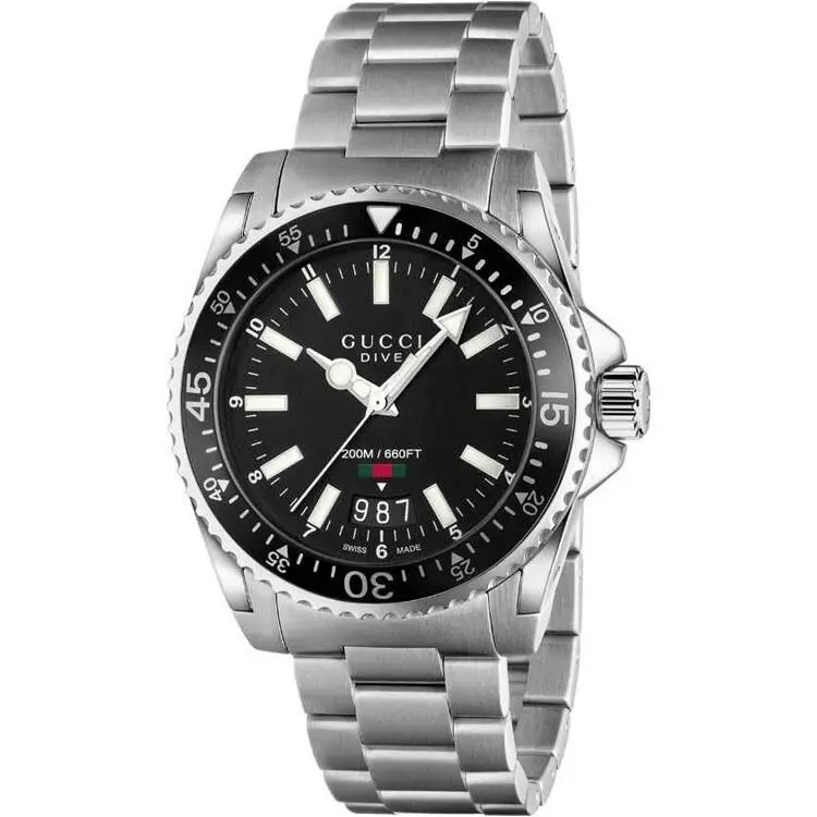 YA136301 Men`s Dive Black Wristwatch 40mm by Gucci