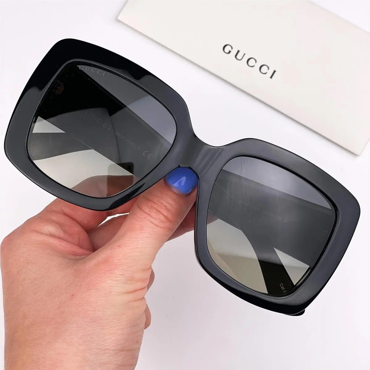 Gucci Women Sunglasses Black Grey Gradient Square GG0141SN 001