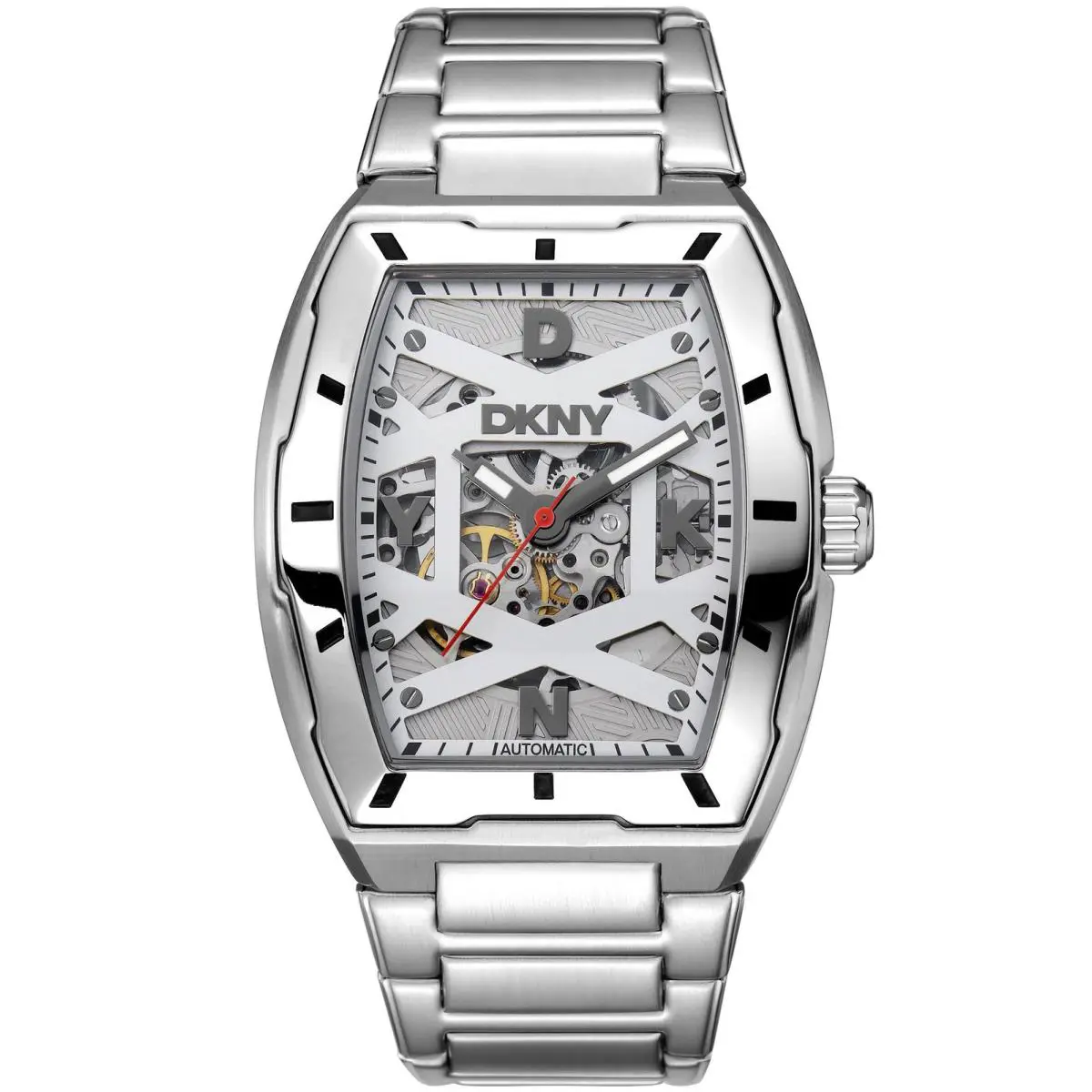 Dkny Men`s DK1G048M0075 Active Urban Automatic Stainless Steel Watch - Dial: Silver, Band: Silver