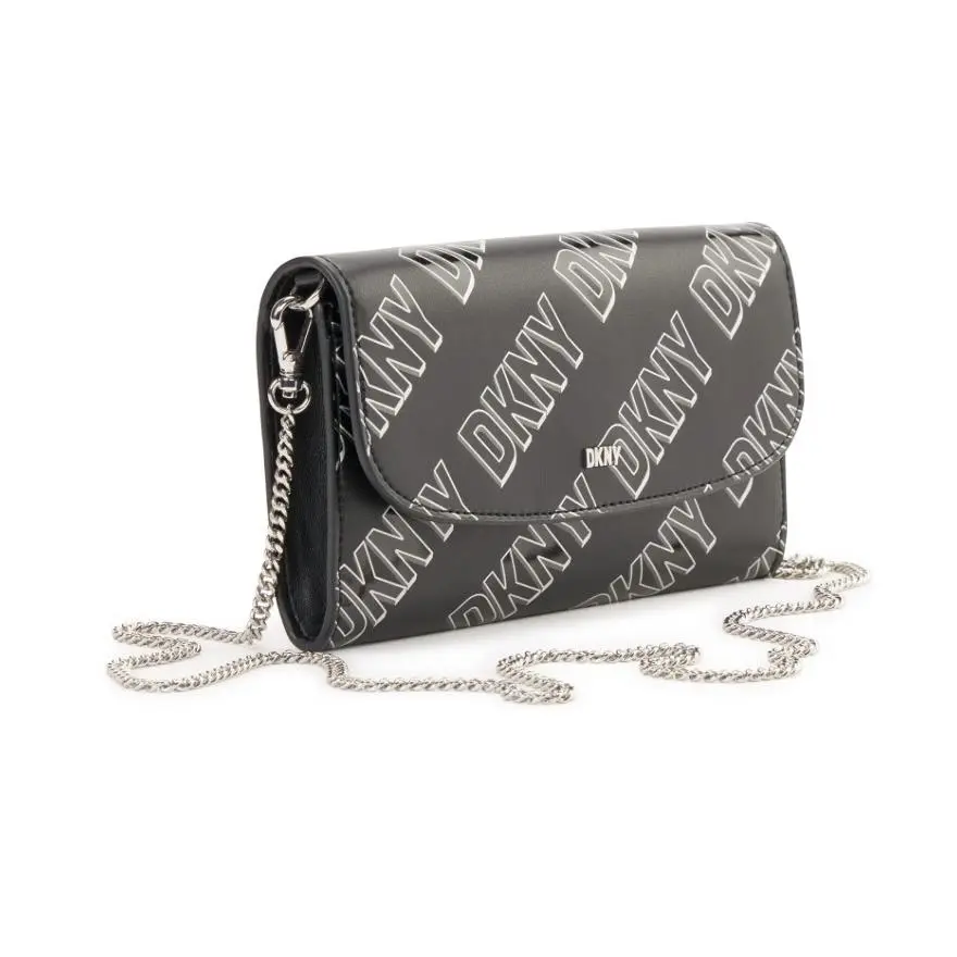 Dkny Women`s Phoenix Wallet on a Chain Handbag Black/white One Size 8399
