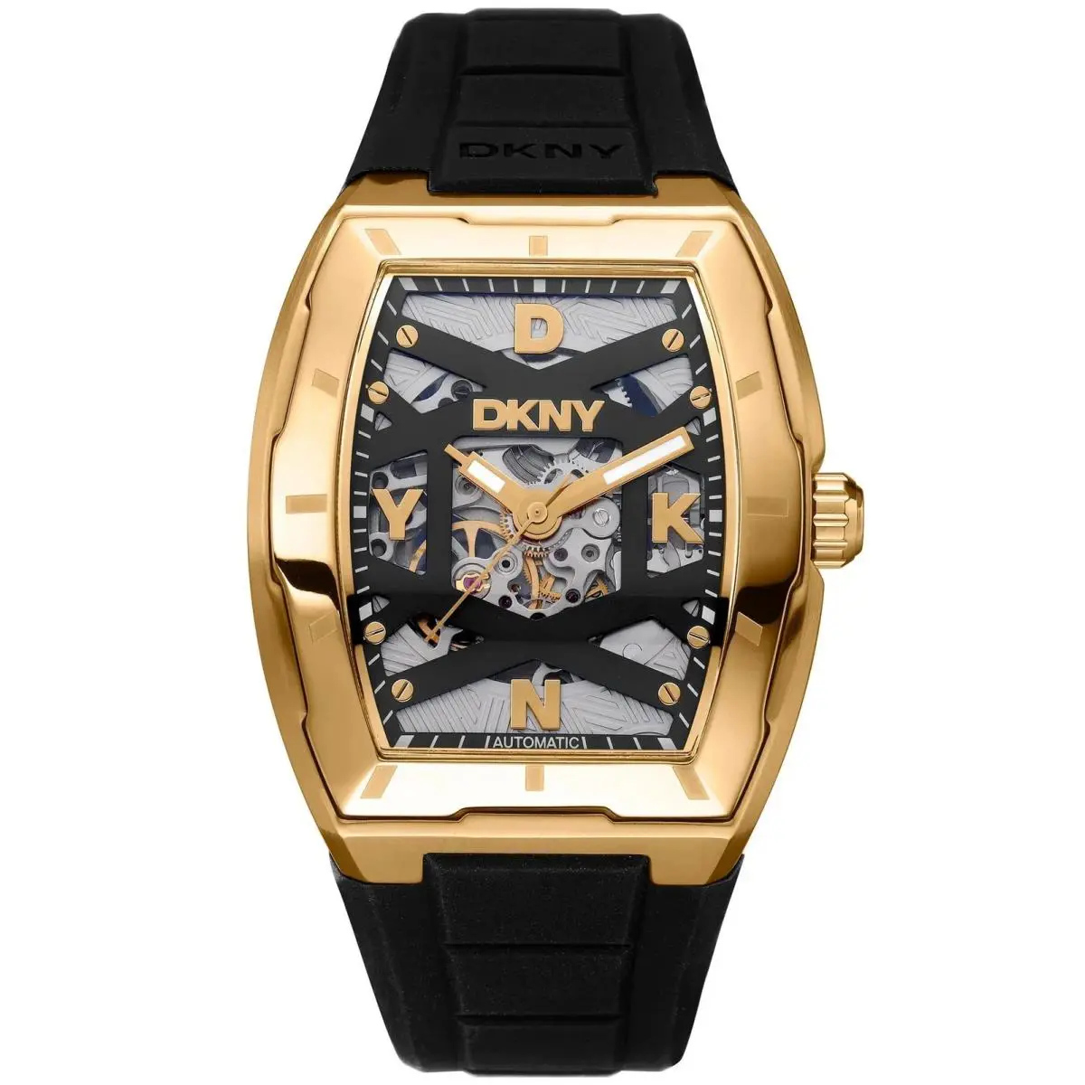 Dkny Men`s DK1G048P0035 Active Urban Automatic Gold IP Black Silicone Watch