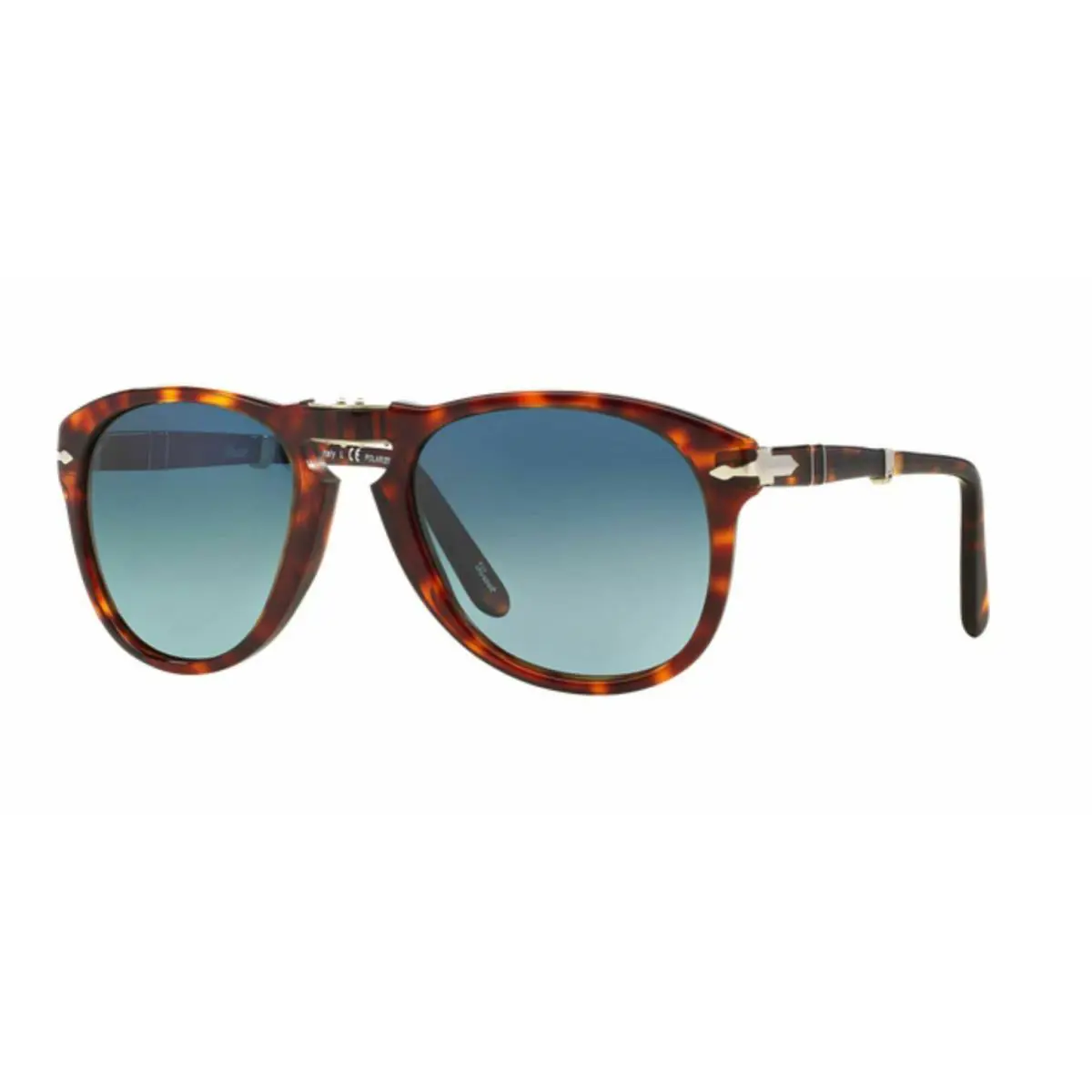Persol 0PO 0714 Folding 24/S3 Havana Polarized Sunglasses - Frame: Havana, Lens: Crystal Blue Gradient