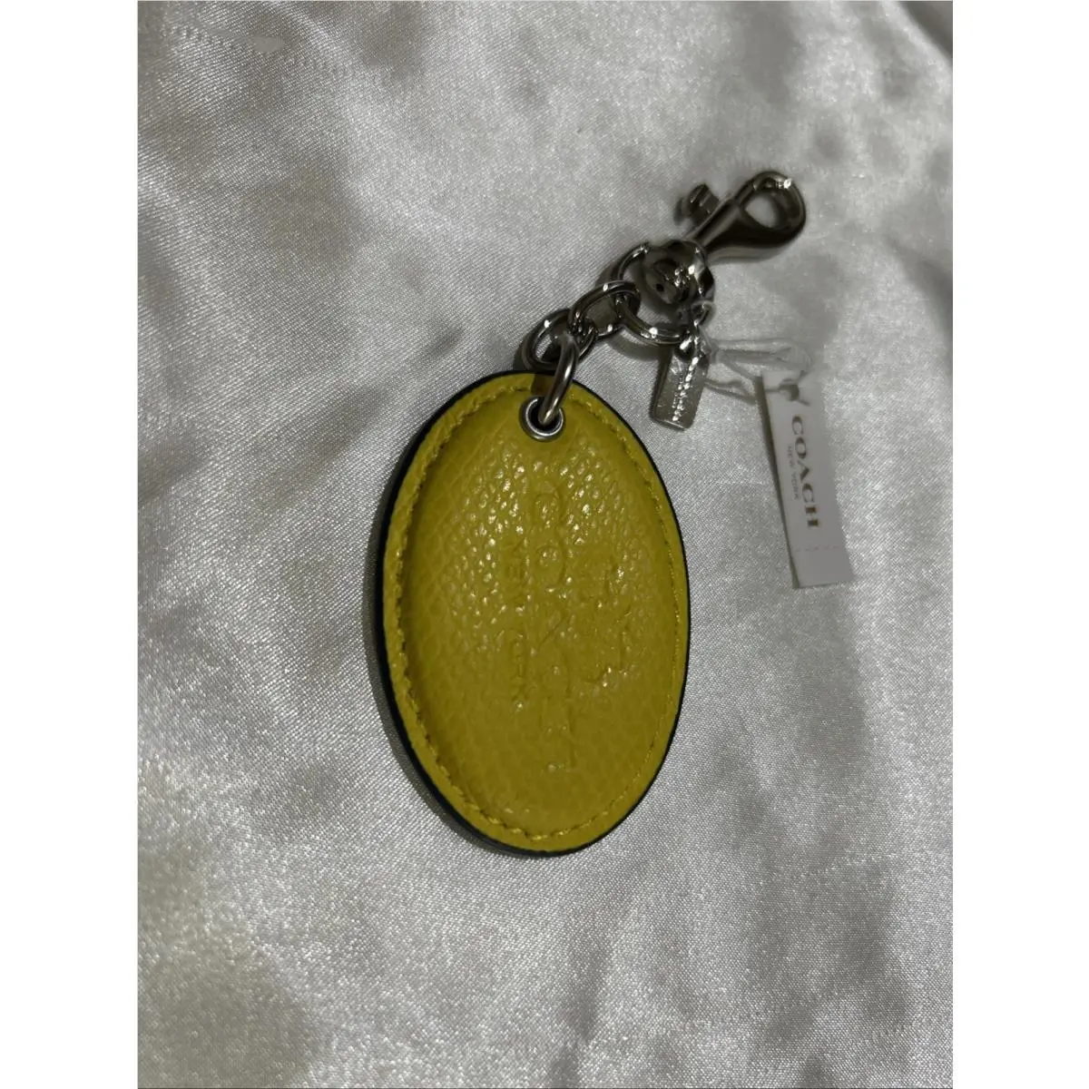 Retired Coach Yellow Lemon/flowers Leather Key FOB-F63635