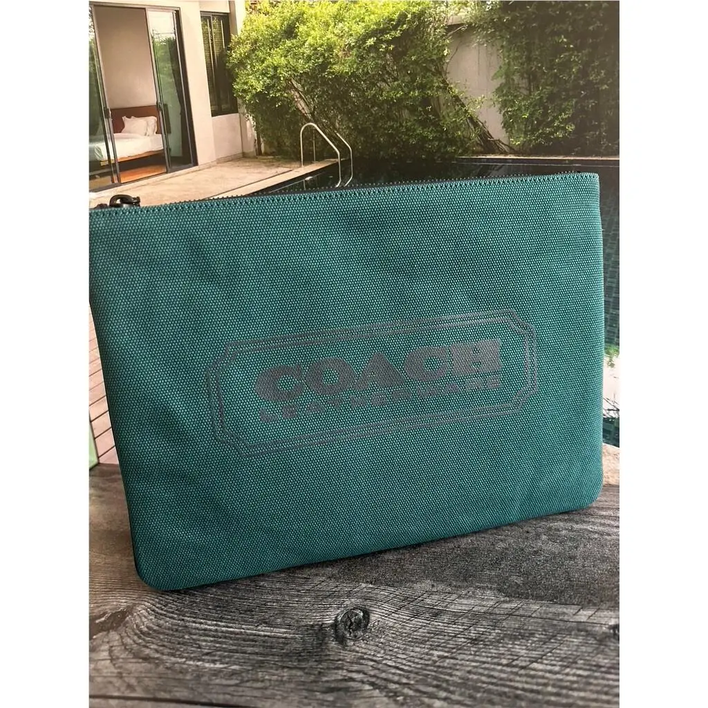 BN Coach Canvas C7948G Large Pouch Cvs Shadow Blue