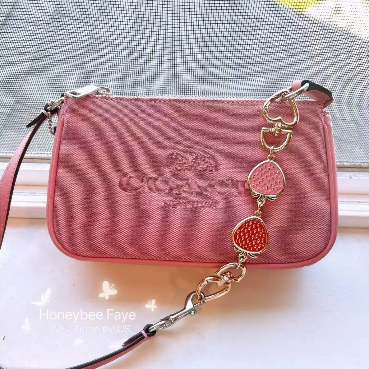 Coach Nolita 19 CU002 Jacquard Pink Plus Extended Strawberry Cha