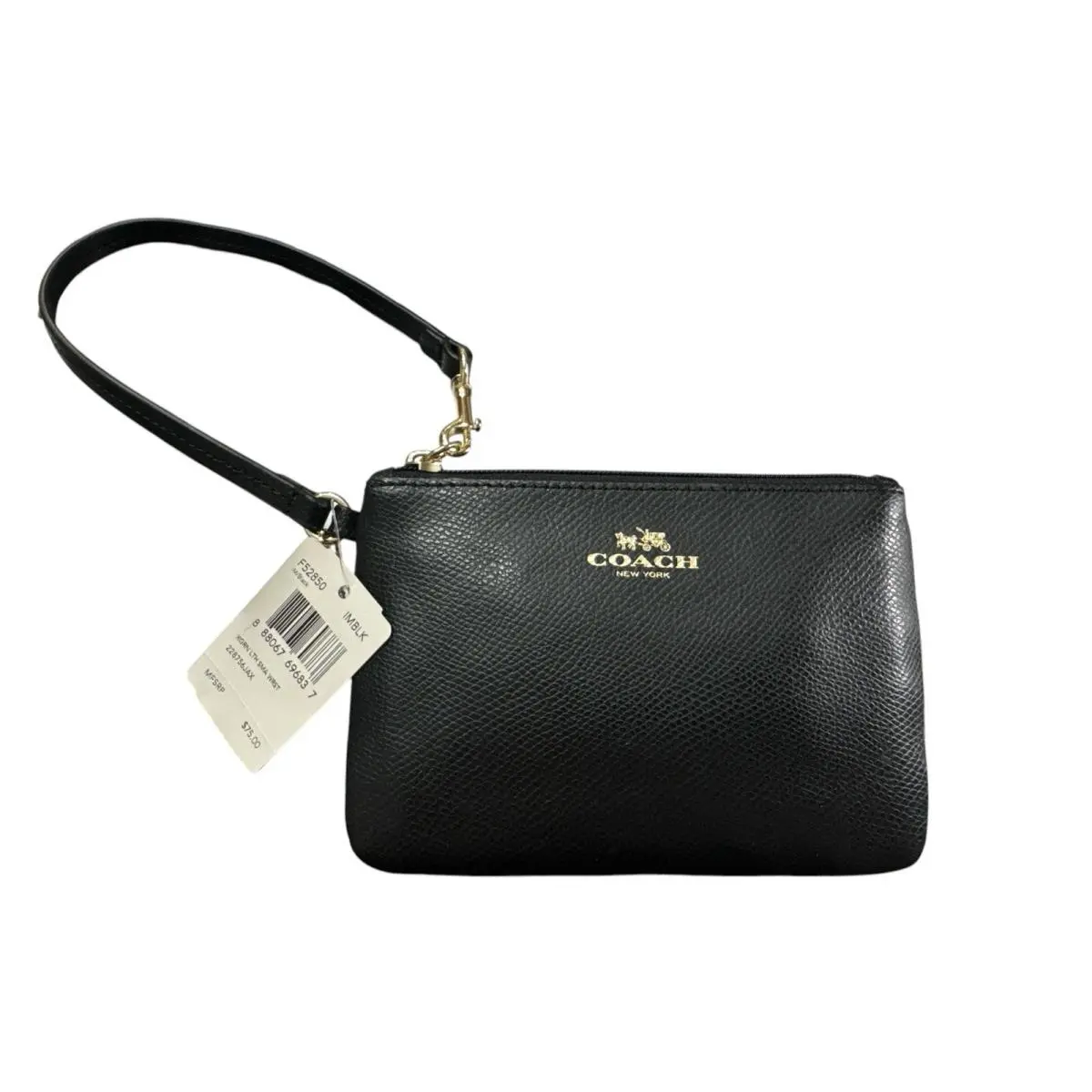 Coach Wristlet Wallet Black Leather