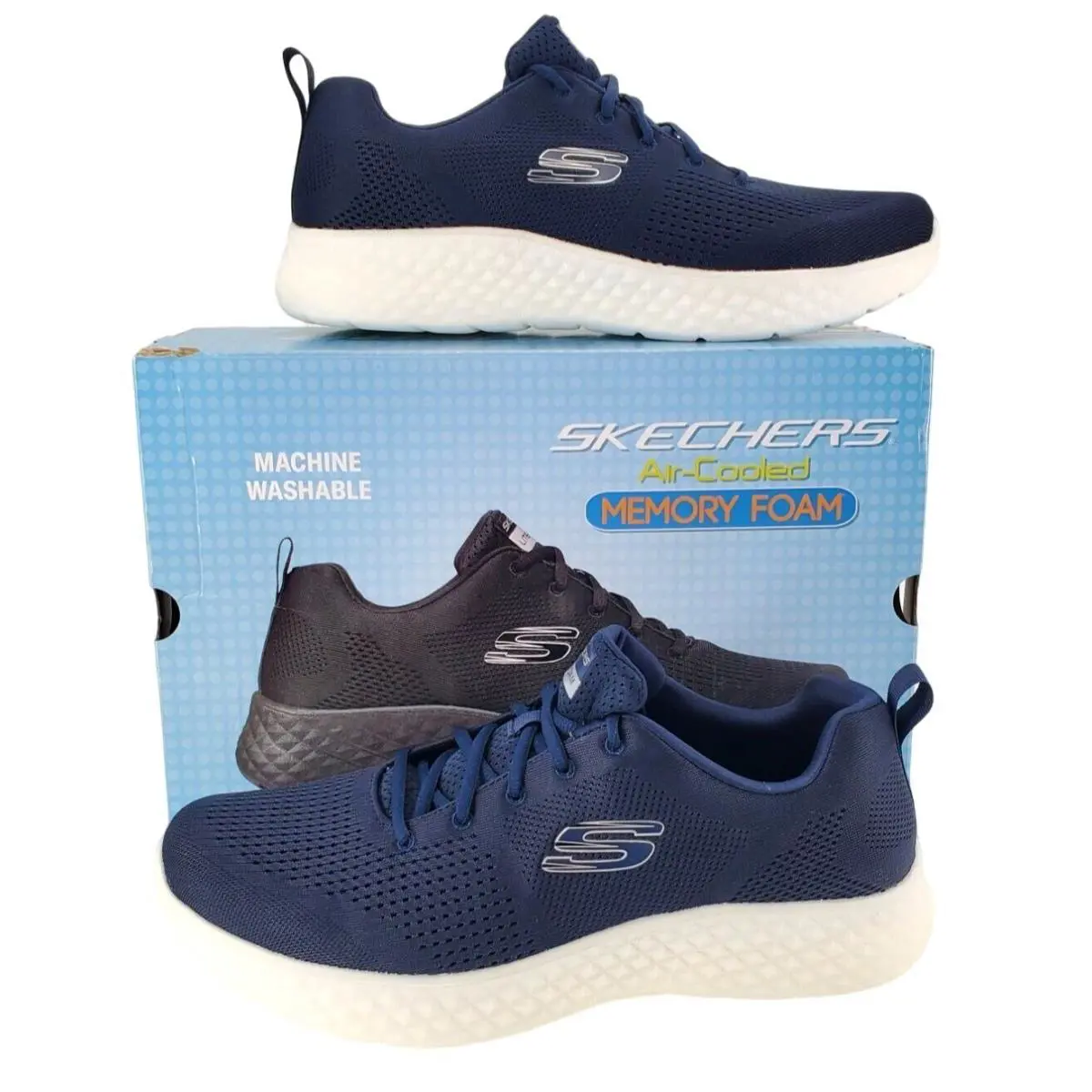 Skechers Sneakers Men`s 13 Lite Foam Activewear Air Cooled Athletic Shoes Blue