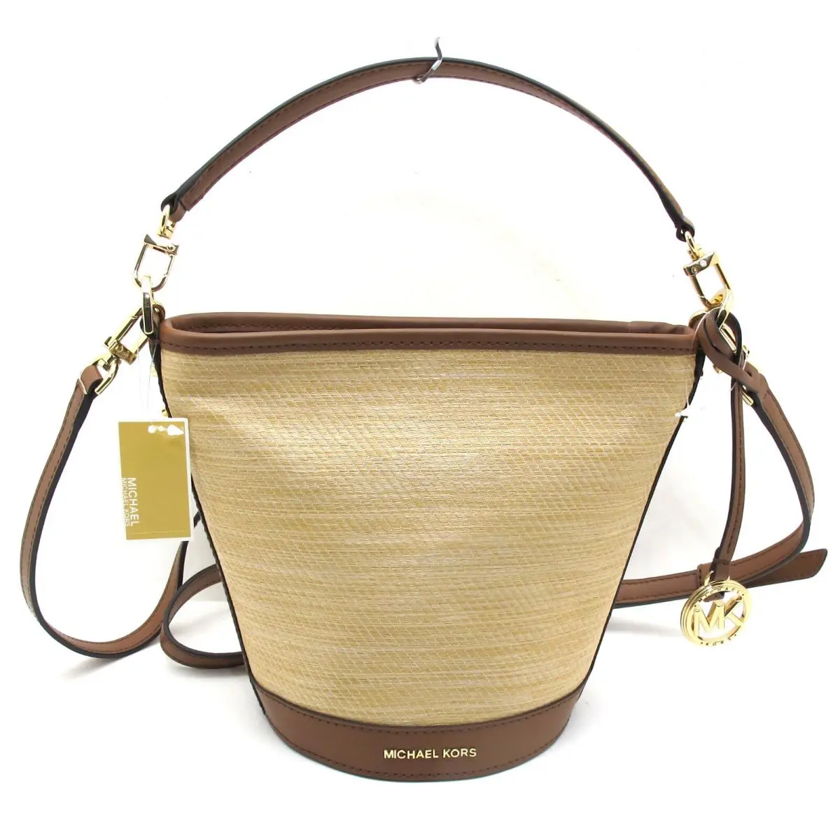 Michael Kors Townsend Sm Topzip Convertible Bucket Crossbody Natural/luggage