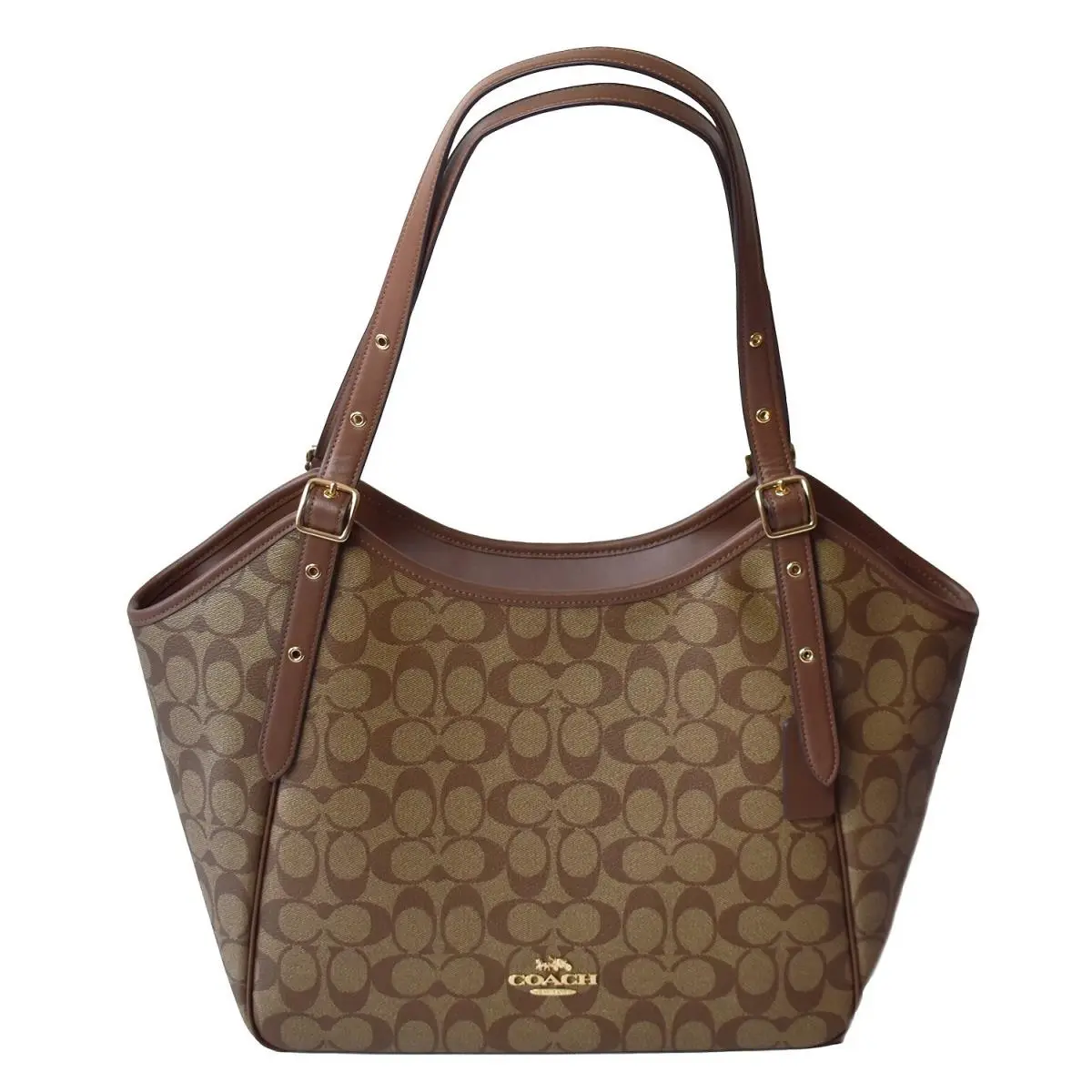 Coach Women’s Handbag in Signature Canvas Leather Logo Meadow Carryall Bag