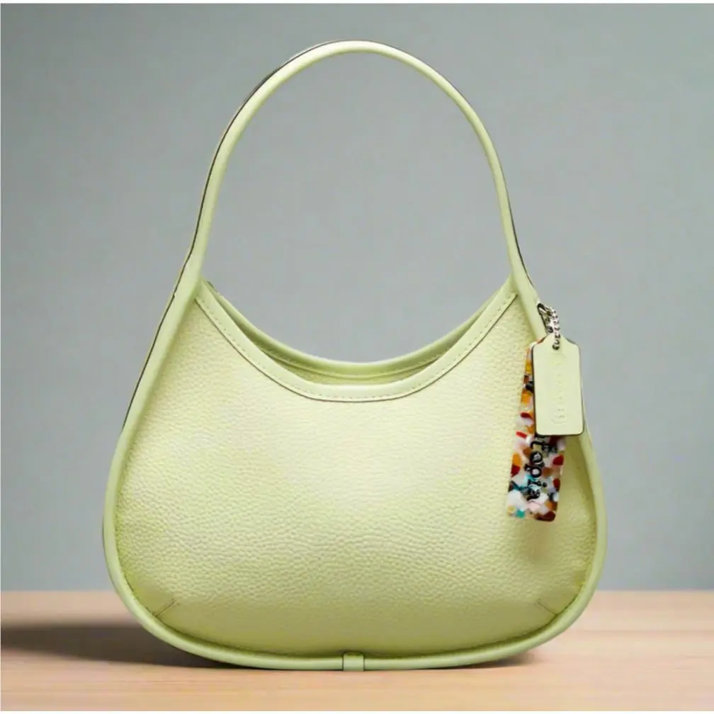 Coach Coachtopia CK112 Ergo Shoulder Bag Pale Lime Pebbled Leather Purse Y2K