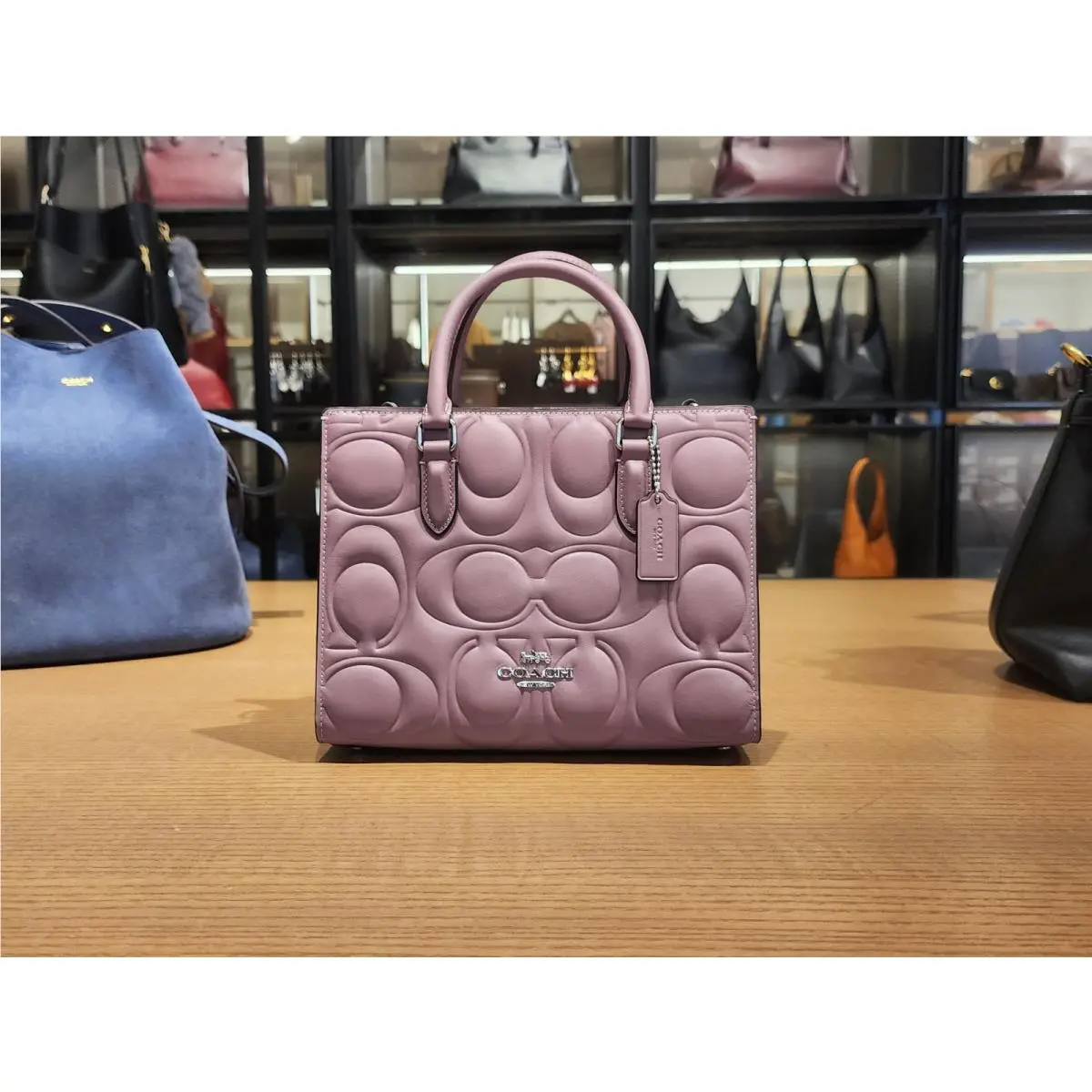 Coach Maggie Small Tote Signature Jasmine Leather Shoulder Bag Crossbody CY670