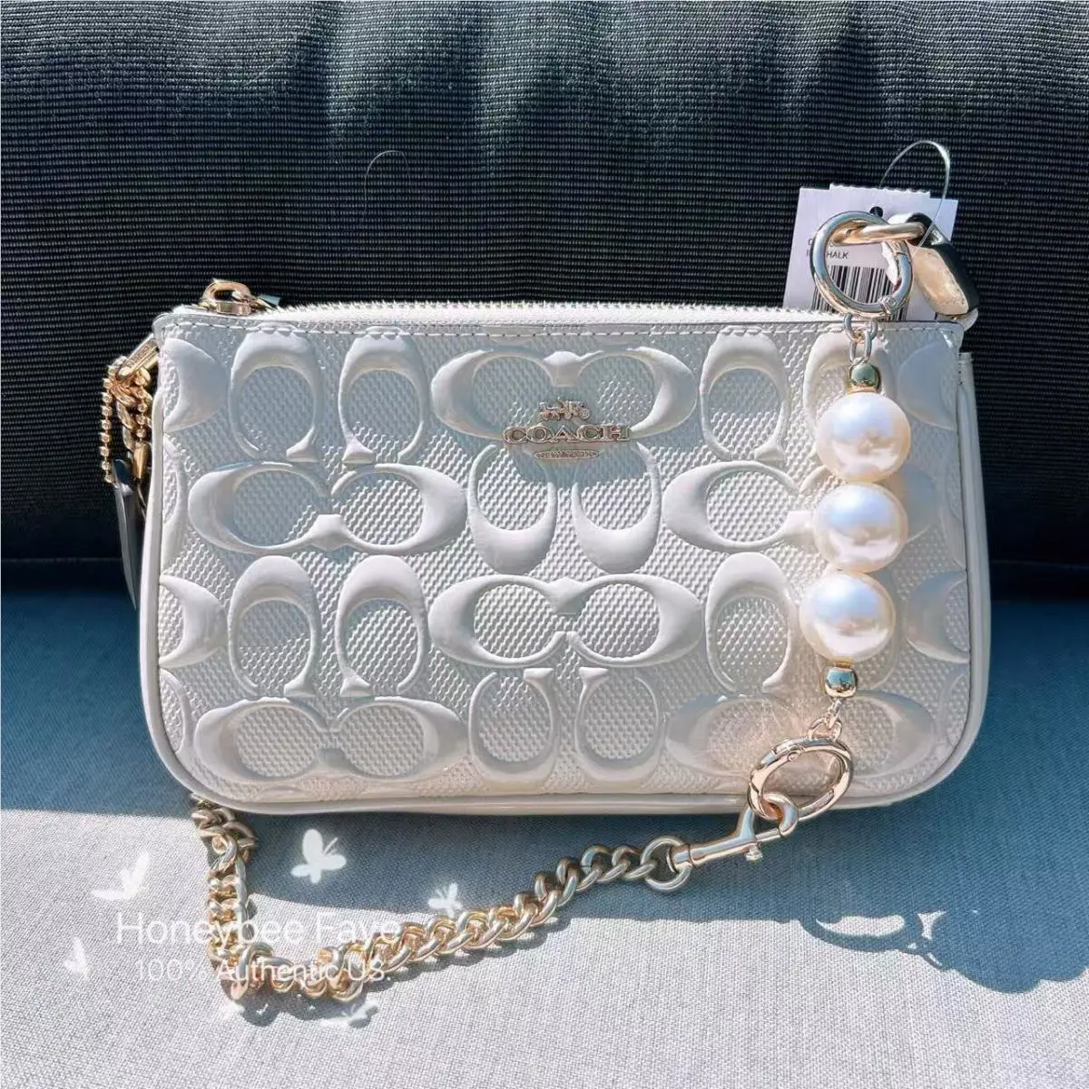 Coach Nolita 19 In Signature Leather CU000 Plus Extended Pearl Cha