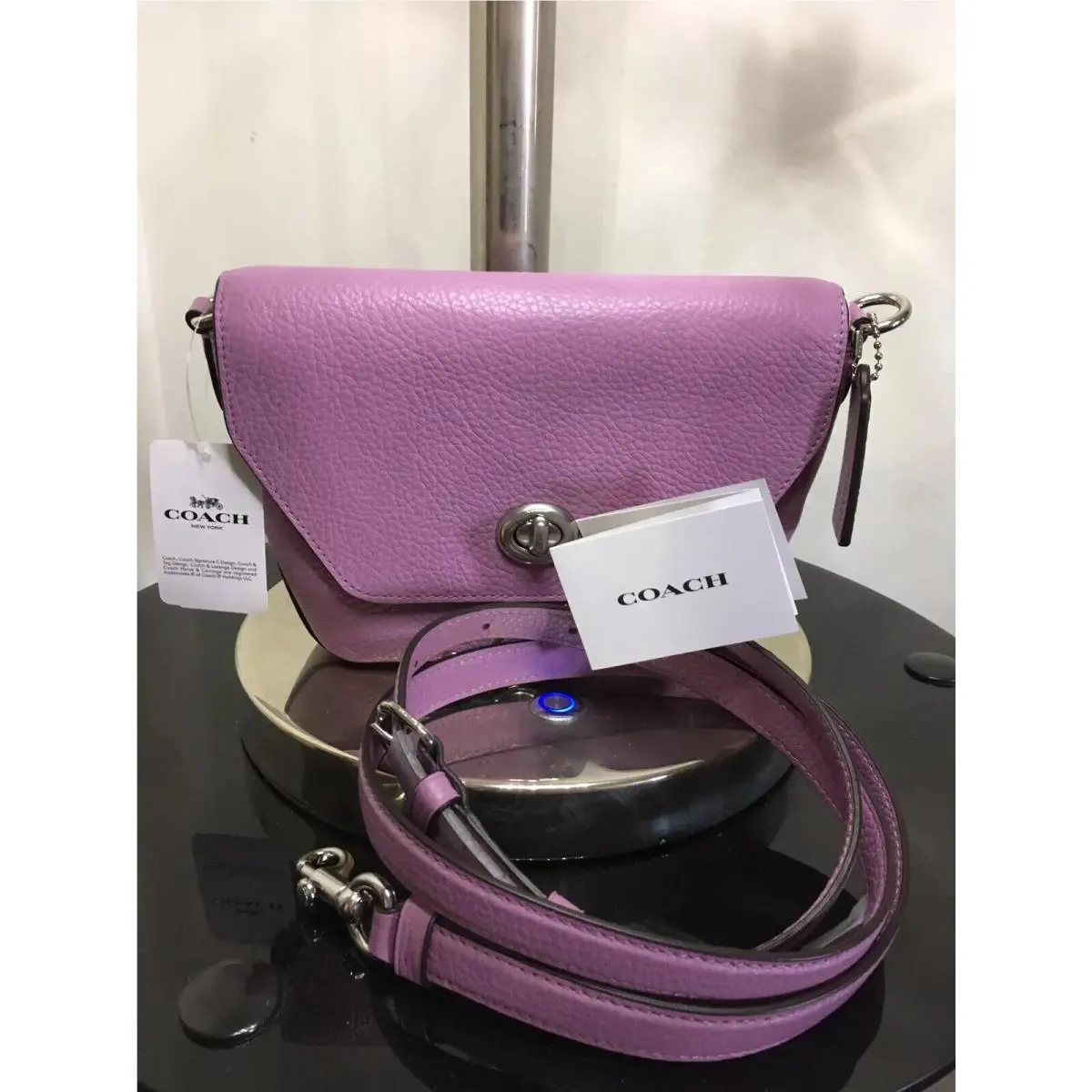 Coach Karlee Crossbody Bag Pebble Leather /violet Orchid