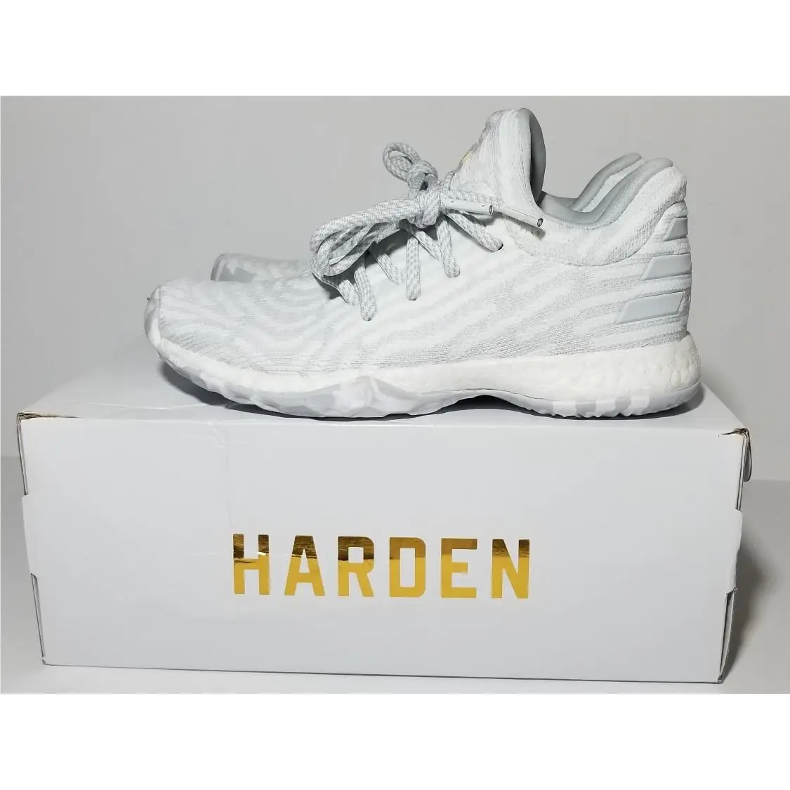 Adidas Harden Vol 1 LS PK J Grade School White/clear Gray/lt Gray CQ0187 SZ 3.5Y