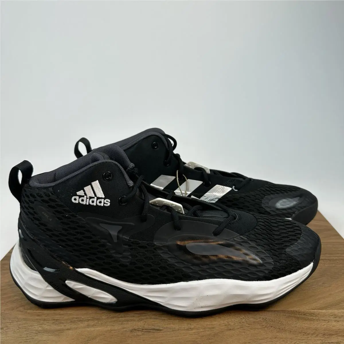 Mens Adidas Exhibit A Mid Black Basketball Shoes Sneakers Size 12 M