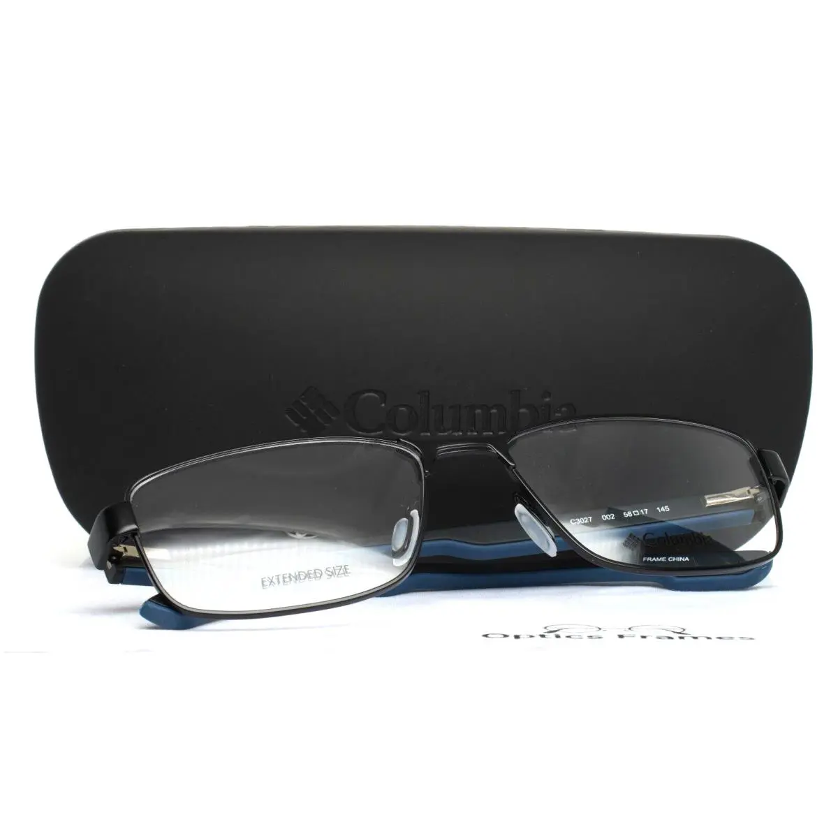 Columbia C3027 002 Matte Black Mens Rectangle Full Rim Eyeglasses 58-17-145 B:37