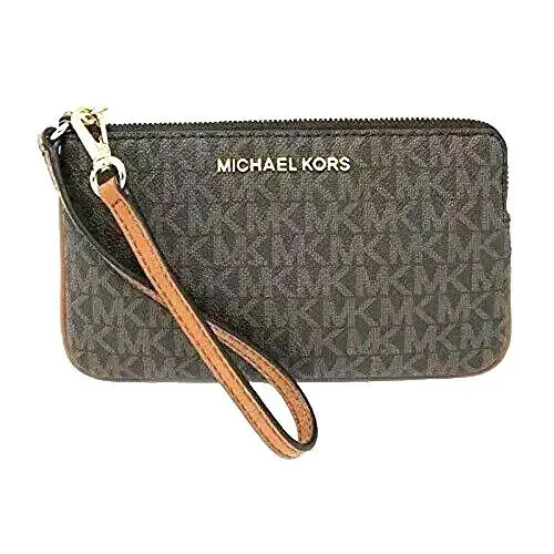 Michael Kors Women Jet Set Travel Large Wristlet Wallet Bag Clutch Brown