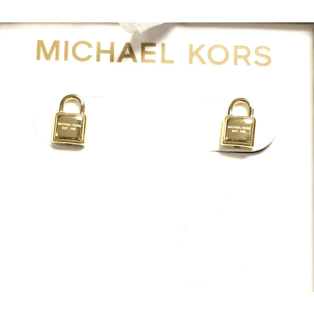 Gold Tone Pad Lock Stud Earrings MKJX3485 by Michael Kors